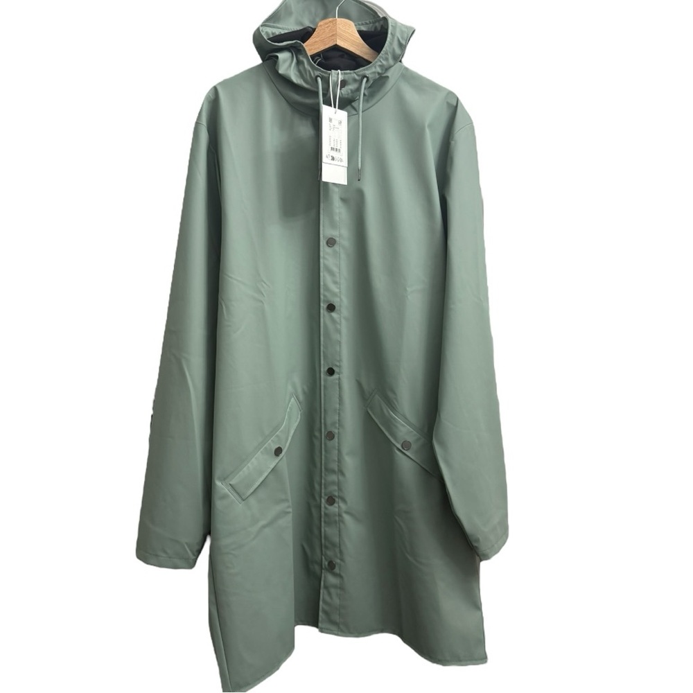 NWT Rains UNISEX Long Jacket W3 in Haze Green XL - Picture 5 of 8